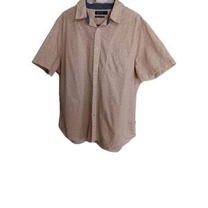 Nautical Men's XL  Short Sleeve Shirt Tan/cream Leaf Pattern Button Down